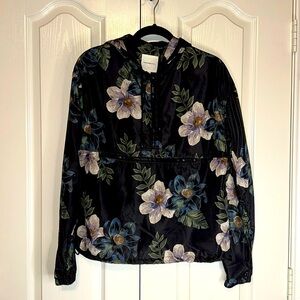 Thread & Supply Floral Windbreaker Lightweight Hoodie Size Small New